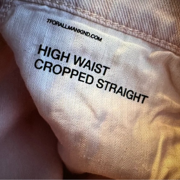 7 for all Mankind High Waist Cropped Straight Mineral Pink Jeans - Picture 3 of 12